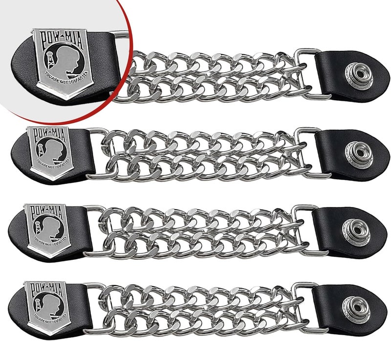 Mirthcos Motorcycle Vest Extenders for Men & Women - 4 PCS Leather Vest Extensions for Biker - Durable Double Chrome Chains - Image 5